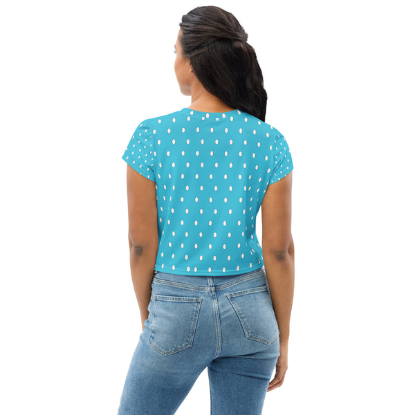 Hoodies4You "Look Like Barbie" "Halloween" Women Blue w/white Polka dot Tee Shirt
