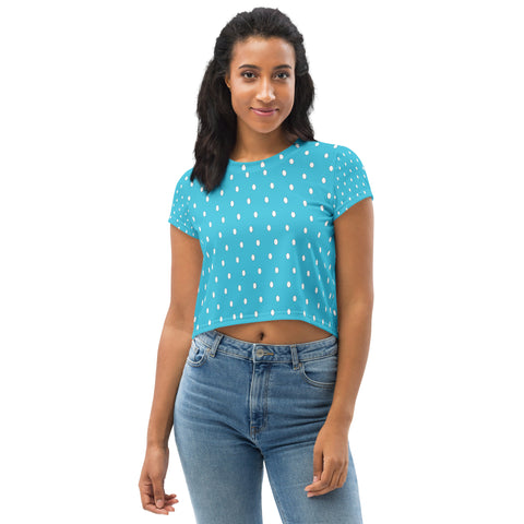 Hoodies4You "Look Like Barbie" "Halloween" Women Blue w/white Polka dot Tee Shirt