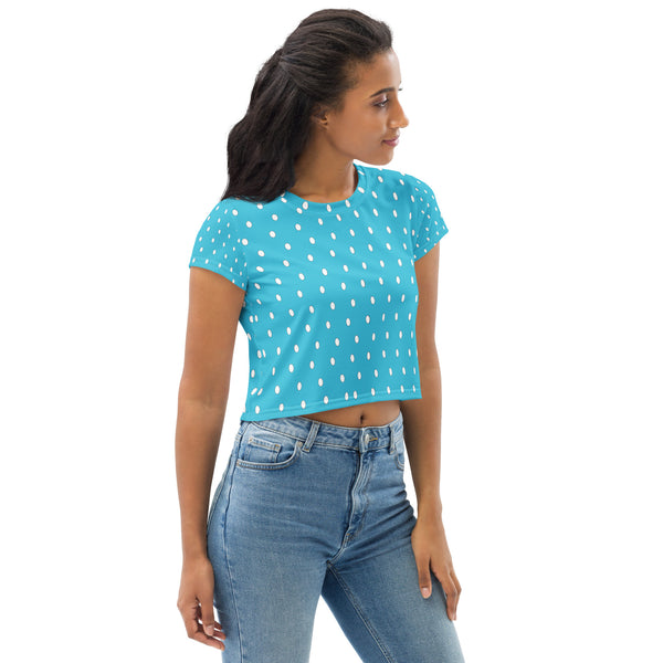 Hoodies4You "Look Like Barbie" "Halloween" Women Blue w/white Polka dot Tee Shirt