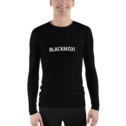 BlackMoxi Men's Rash Guard w/wht lettering