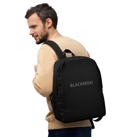 BlackMoxi Minimalist Backpack w/blk lettering