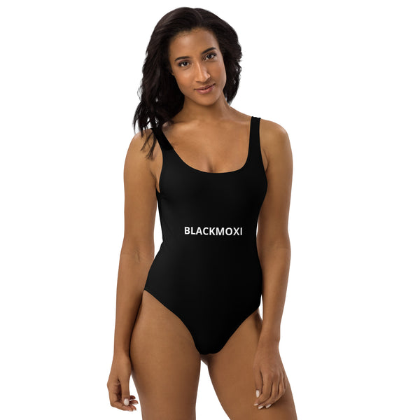 BlackMoxi One-Piece Swimsuit w/wht lettering