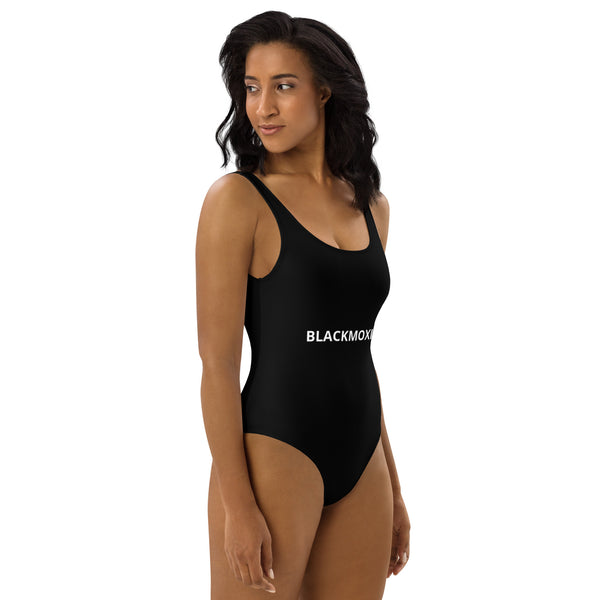 BlackMoxi One-Piece Swimsuit w/wht lettering