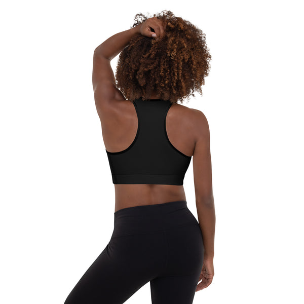 BlackMoxi Padded Sports Bra w/blk lettering