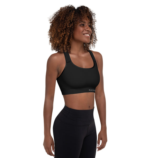 BlackMoxi Padded Sports Bra w/blk lettering