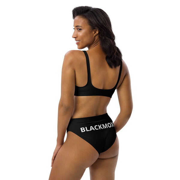 BlackMoxi Recycled high-waisted bikini w/blk lettering