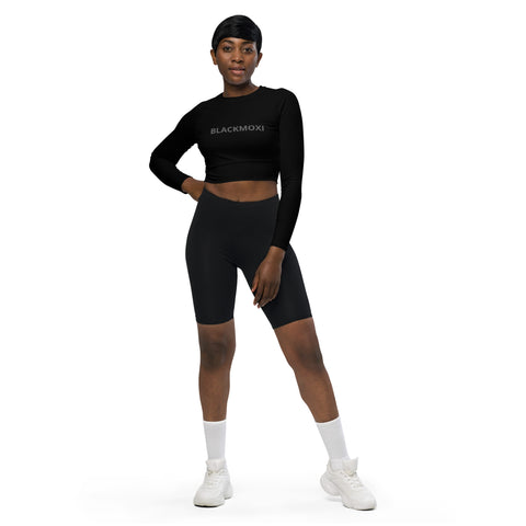 BlackMoxi Recycled long-sleeve crop top w/blk lettering