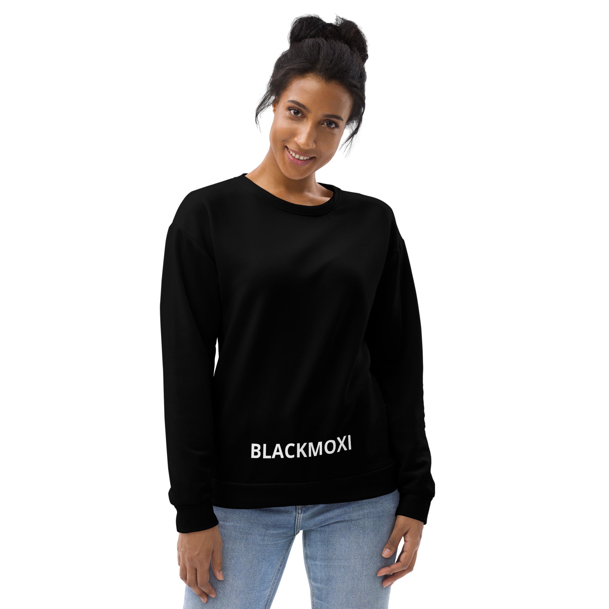 BlackMoxi Unisex Sweatshirt w/wht lettering