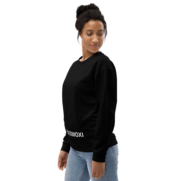 BlackMoxi Unisex Sweatshirt w/wht lettering