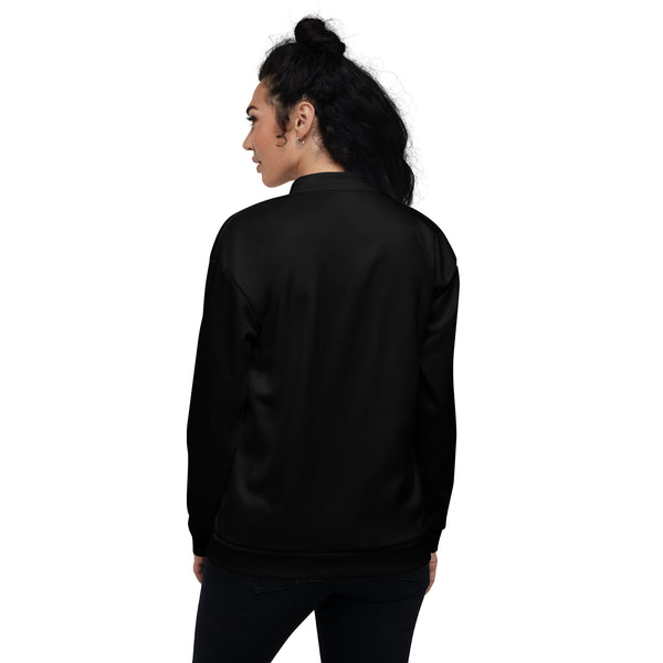 BlackMoxi Unisex Bomber Jacket w/wht lettering