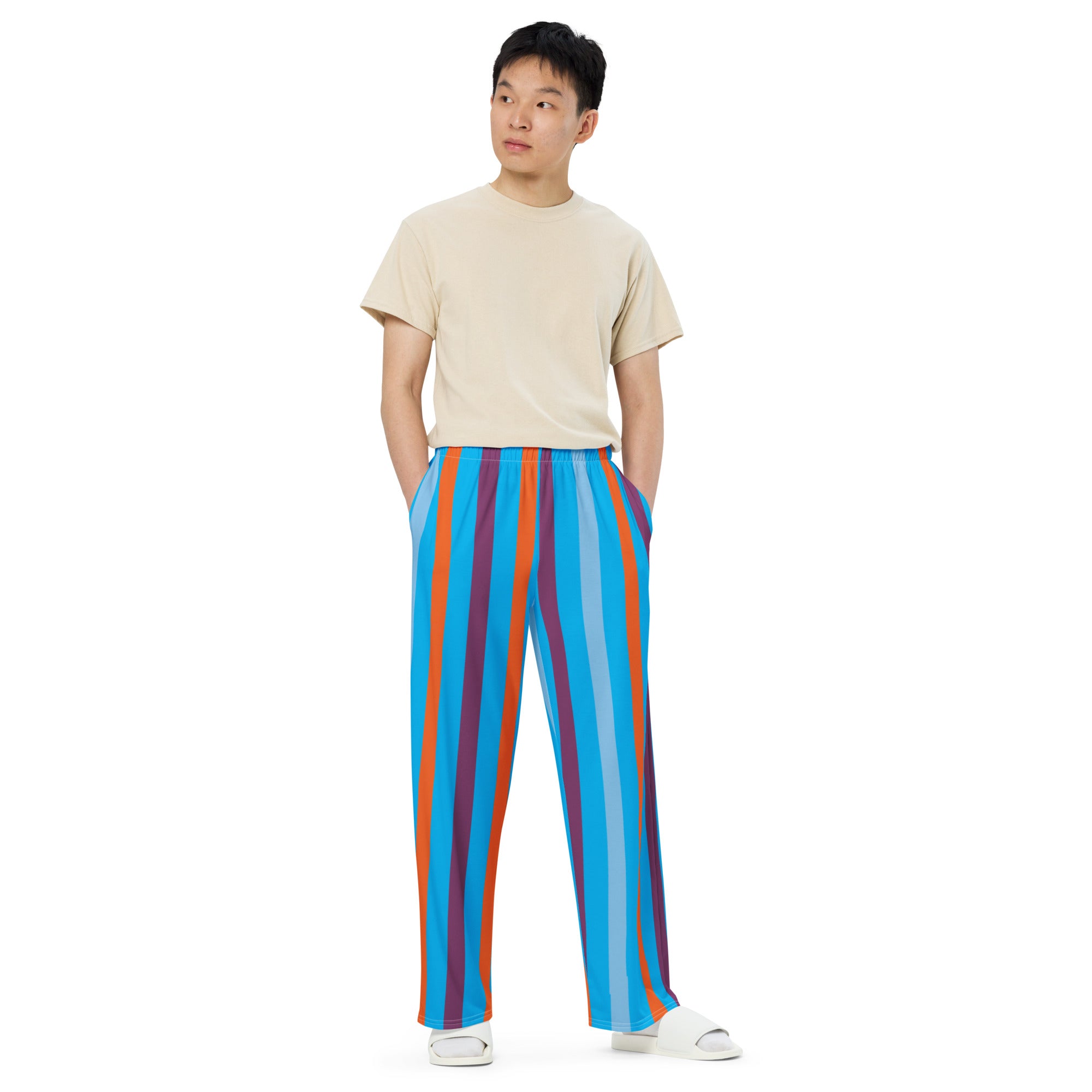 Hoodies4You "Look Like Ken" "Halloween" Blue/multi Color Stripe PJ Pants