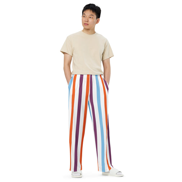 Hoodies4You "Look Like Ken" "Halloween" White/multi Color Stripe PJ Pants