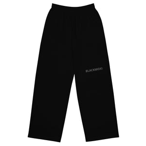 BlackMoxi unisex wide-leg pants w/blk lettering