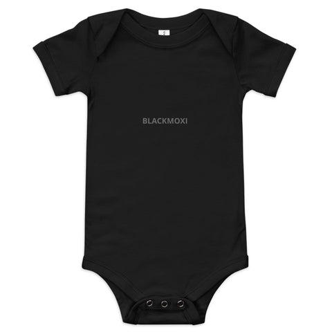 BlackMoxi Baby short sleeve one piece w/blk lettering