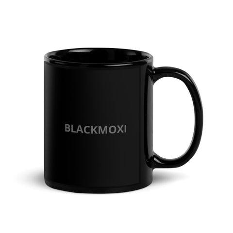 BlackMoxi Black Glossy Mug w/blk lettering