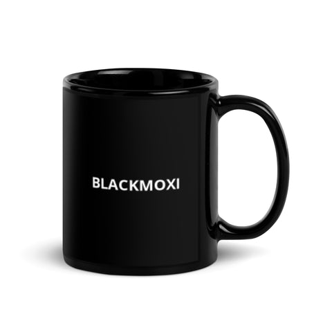 BlackMoxi Black Glossy Mug w/wht lettering