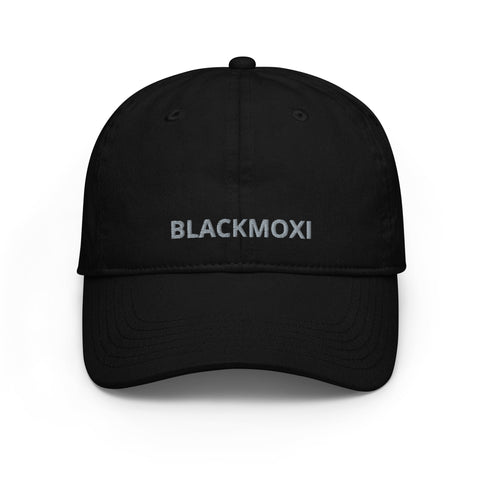 BlackMoxi Champion dad hat w/blk lettering