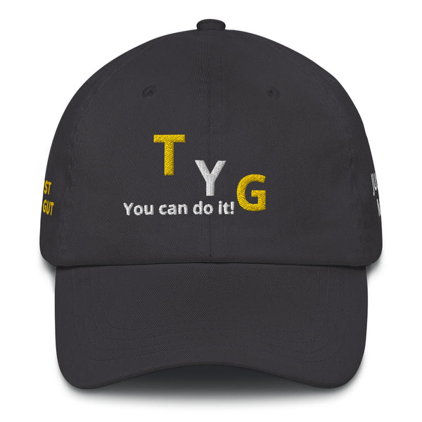 Hoodies4You "TYG" "You can do it!" Black hat w/gold and white letters