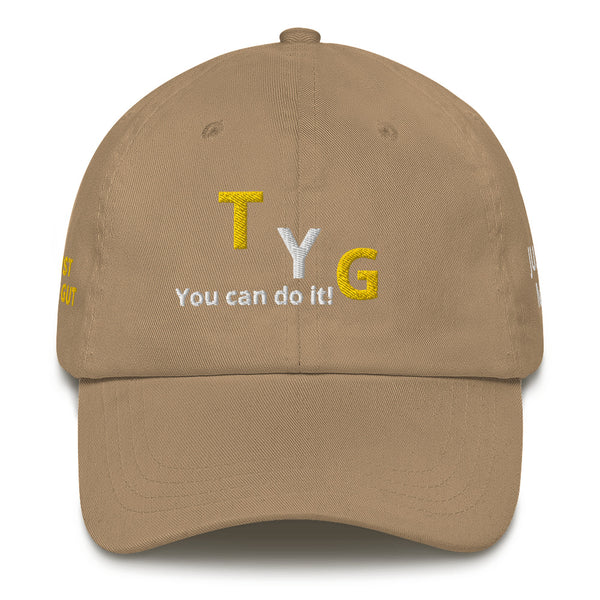 Hoodies4You "TYG" "You can do it!" Black hat w/gold and white letters