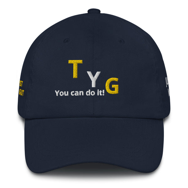 Hoodies4You "TYG" "You can do it!" Black hat w/gold and white letters