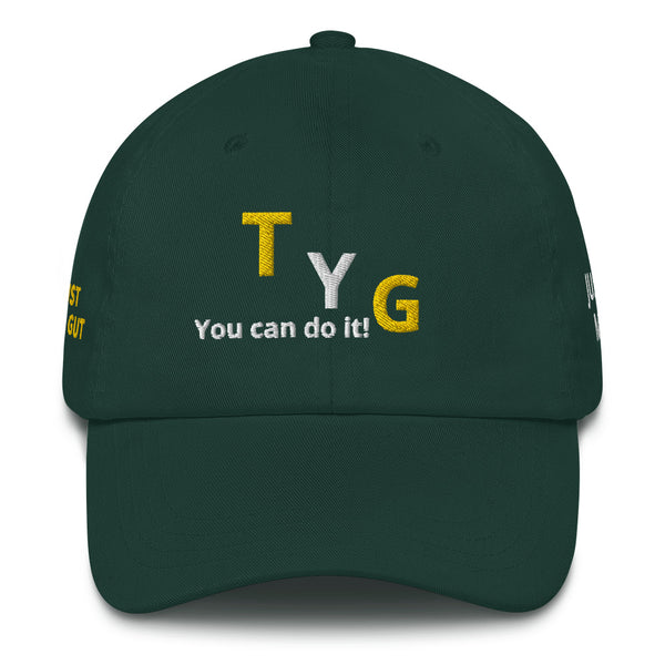 Hoodies4You "TYG" "You can do it!" Black hat w/gold and white letters