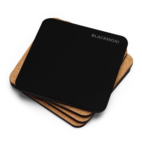 BlackMoxi Cork-back coaster w/blk lettering