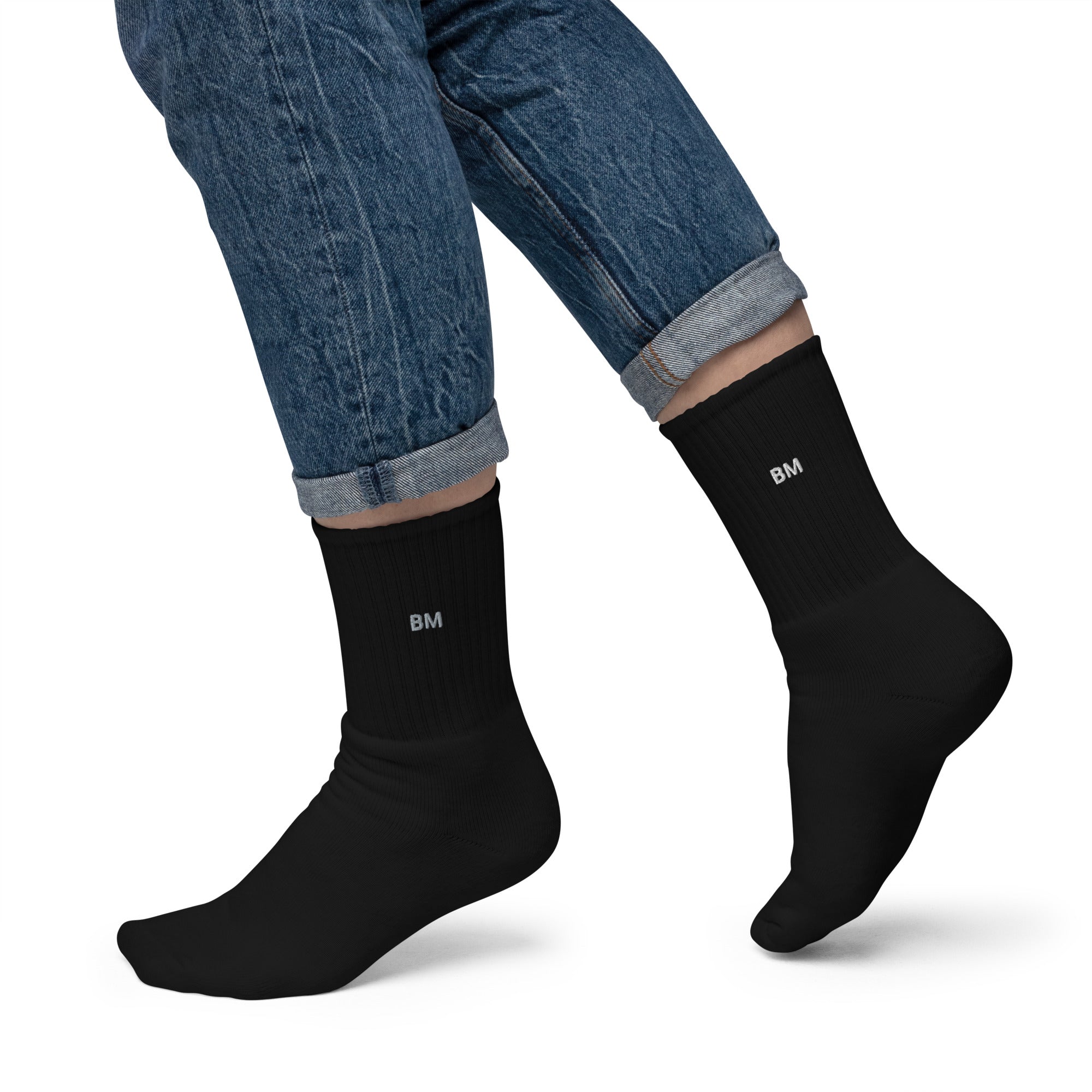 BlackMoxi Embroidered socks w/blk lettering