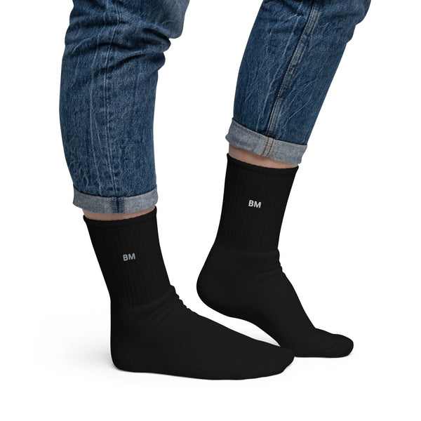 BlackMoxi Embroidered socks w/blk lettering