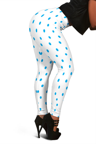 Hoodies4you "Look like Barbie" "Halloween White Leggings w/blue Polka Dots