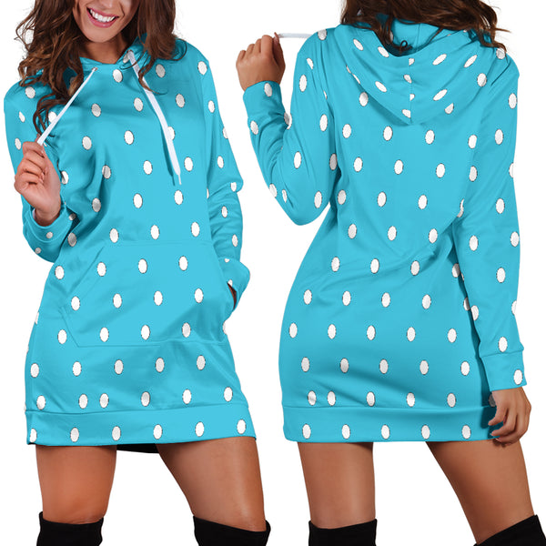 Hoodies4you "Look like Barbie" Blue w/white polka dots Hoodie Dress