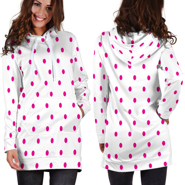 Hoodies4you "Look like Barbie" White w/pink polka dots Hoodie Dress