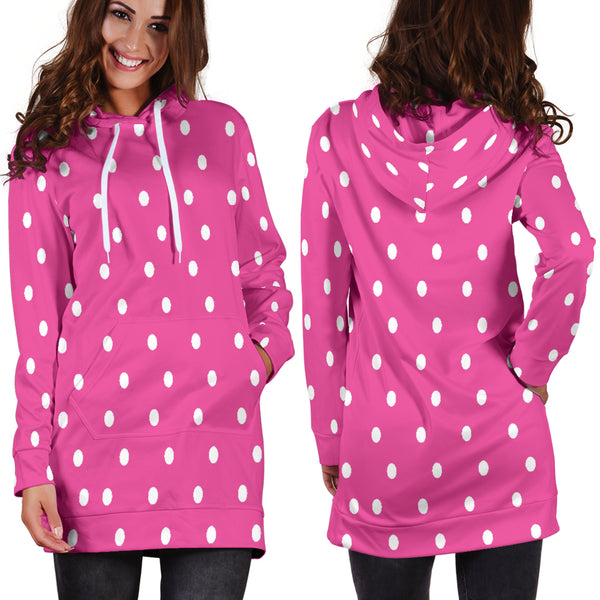 Hoodies4you "Look like Barbie" Pink Hoodie Dress w/white polka dots