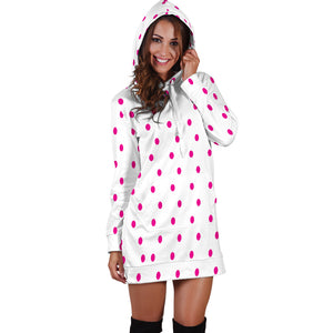 Hoodies4you "Look like Barbie" White w/pink polka dots Hoodie Dress