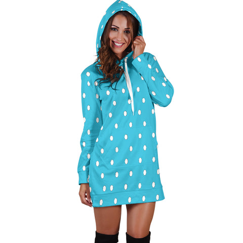 Hoodies4you "Look like Barbie" Blue w/white polka dots Hoodie Dress