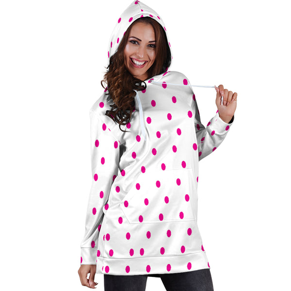 Hoodies4you "Look like Barbie" White w/pink polka dots Hoodie Dress
