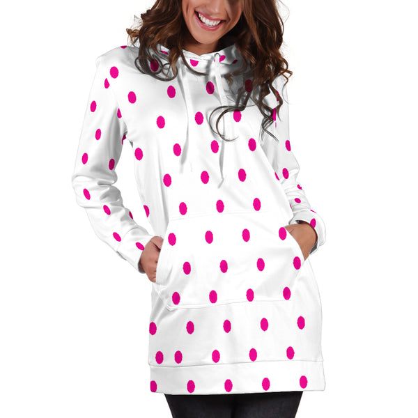 Hoodies4you "Look like Barbie" White w/pink polka dots Hoodie Dress