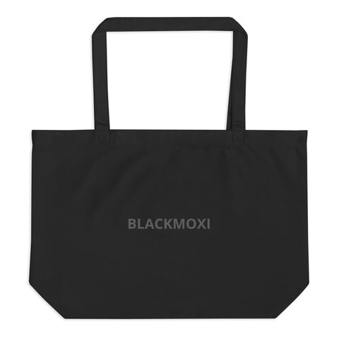 BlackMoxi Large organic tote bag w/blk lettering