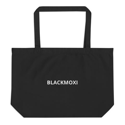 BlackMoxi Large organic tote bag w/wht lettering