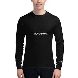 BlackMoxi Men's Champion Long Sleeve Shirt w/wht lettering