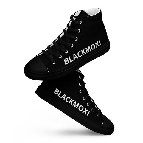 BlackMoxi Men’s high top canvas shoes w/wht lettering