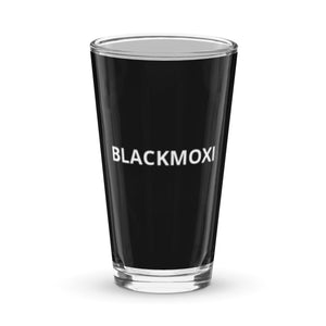 BlackMoxi Shaker pint glass w/wht lettering