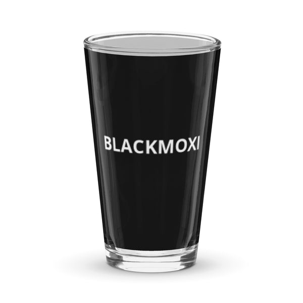 BlackMoxi Shaker pint glass w/wht lettering