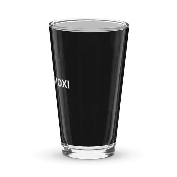 BlackMoxi Shaker pint glass w/wht lettering