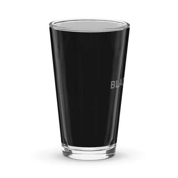 BlackMoxi Shaker pint glass w/blk lettering