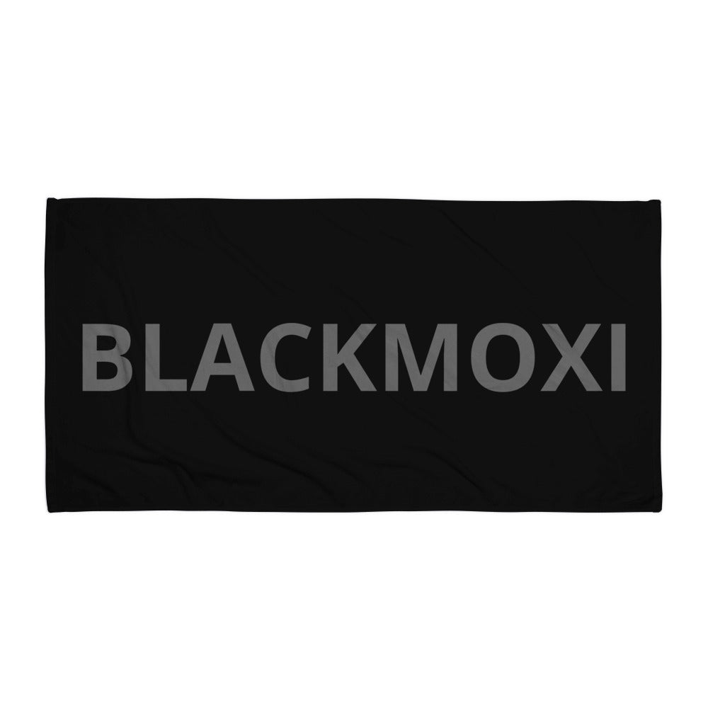 BlackMoxi Towel w/blk lettering