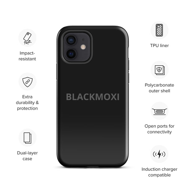 BlackMoxi Tough Case for iPhone® w/blk lettering