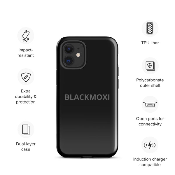 BlackMoxi Tough Case for iPhone® w/blk lettering