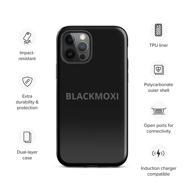 BlackMoxi Tough Case for iPhone® w/blk lettering