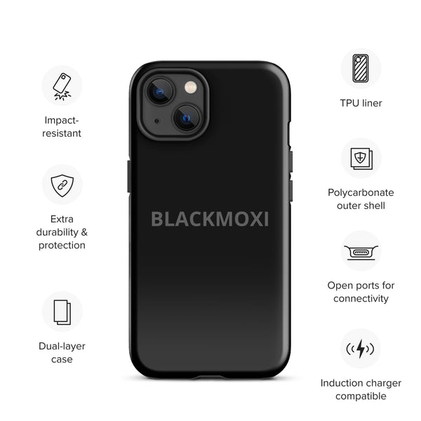 BlackMoxi Tough Case for iPhone® w/blk lettering