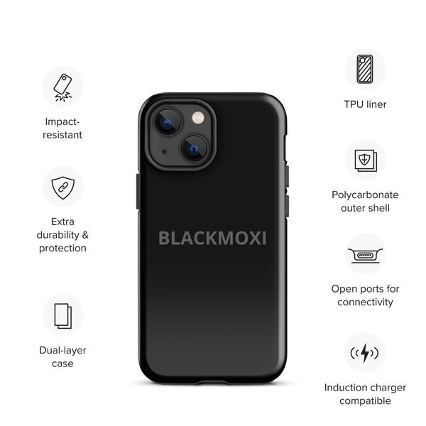 BlackMoxi Tough Case for iPhone® w/blk lettering